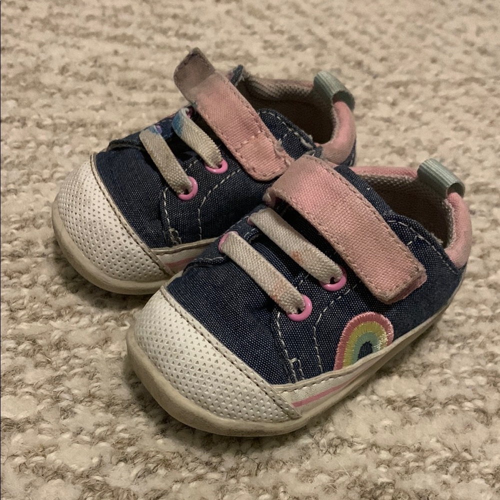 See Kai Run- Denim Sneakers with Rainbow Detail